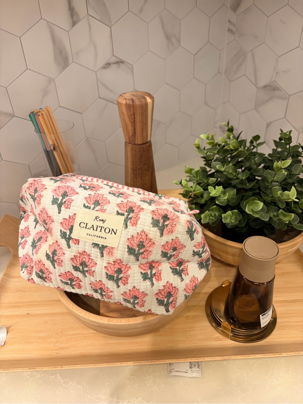 Organic cotton Floral Cosmetic Pouch inspired by doen and sezane